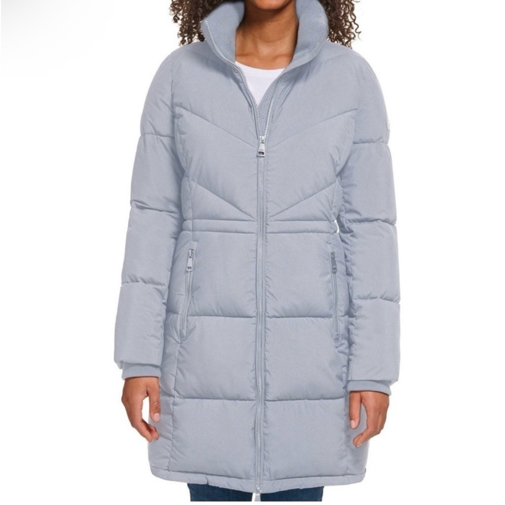 NWT Calvin Klein Long Light Blue Puffer Coat – XL - Picture 1 of 13